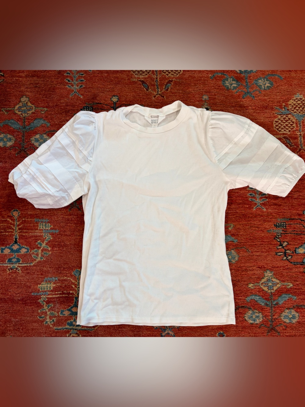 Market & Spruce White Puff Sleeve Women’s  Top - size large
